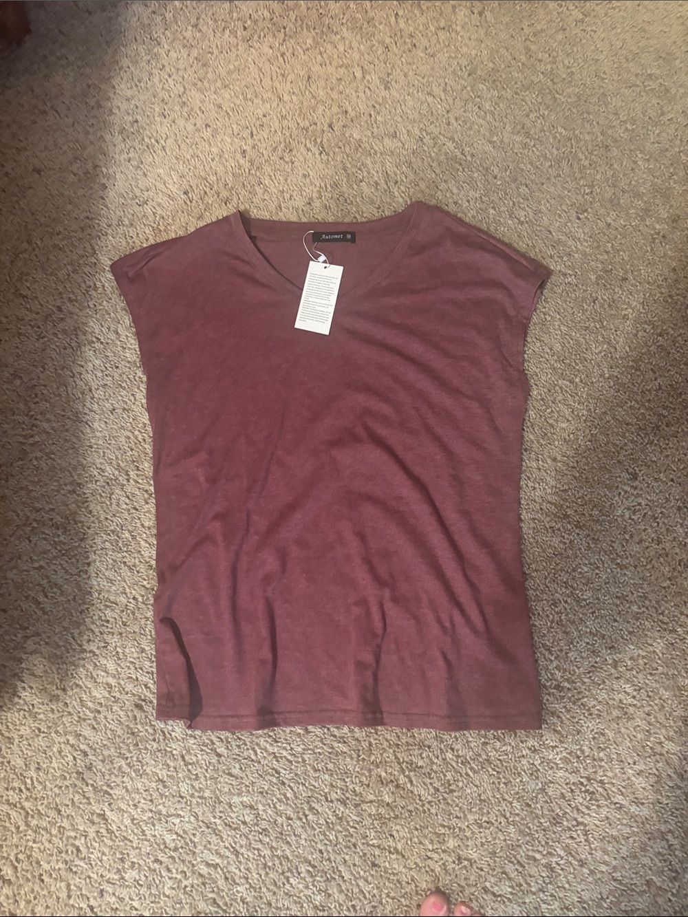 Women’s Short Sleeve V-Neck Top in Mauve